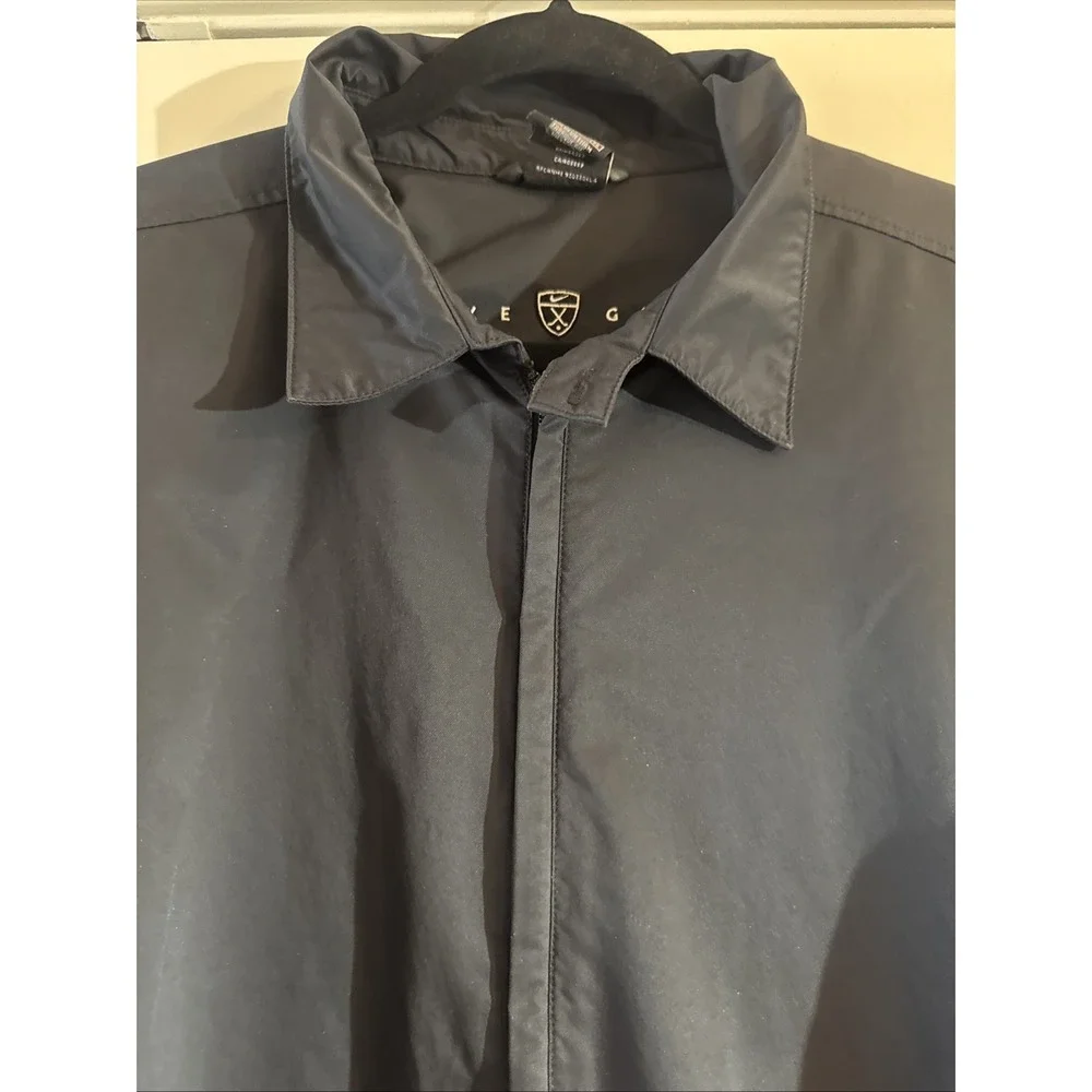 VTG Nike Golf Jacket XL Black Full Zip Y2K Windbreaker Shield Crest Embroidered